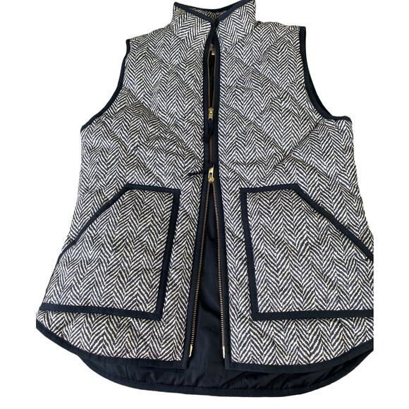 EUC J. Crew Excursion HOUNDSTOOTH Quilted Puffer Vest Gray Black Size XS - Picture 6 of 11